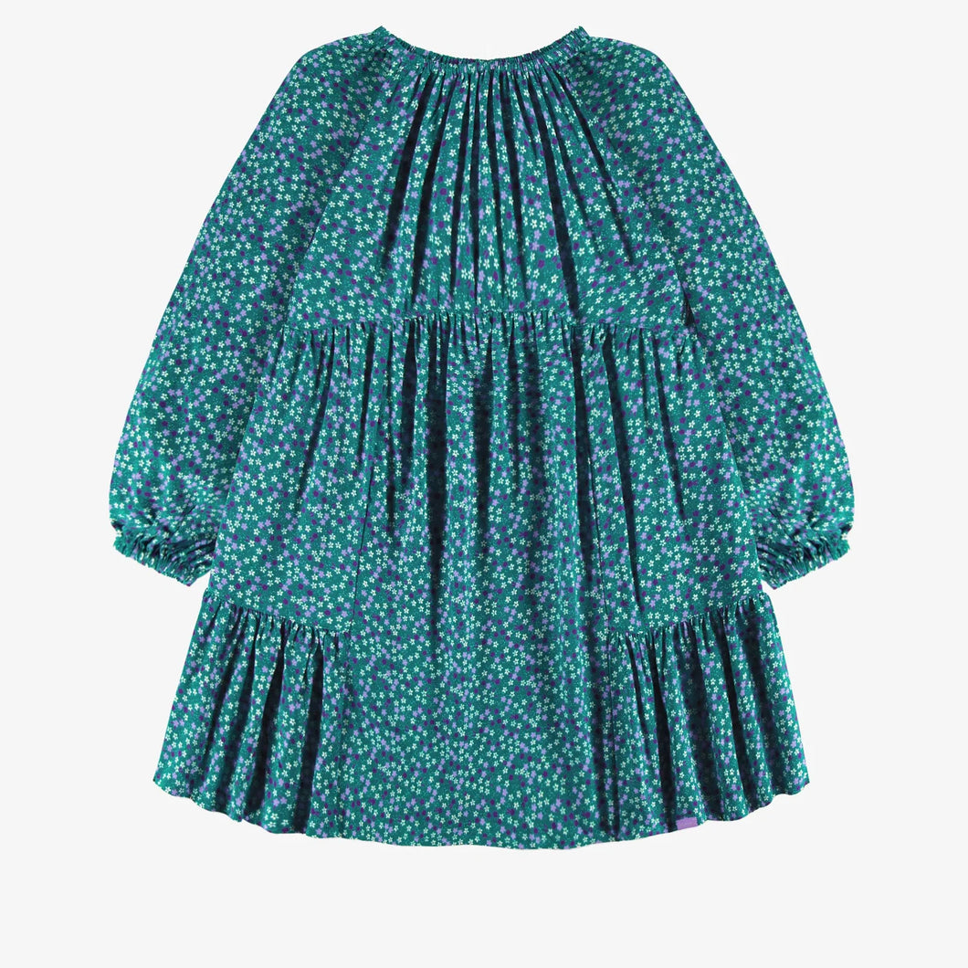 Souris Mini Girls Floral Dress - Turquoise