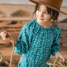 Load image into Gallery viewer, Souris Mini Girls Floral Dress - Turquoise
