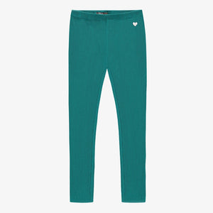 Souris Mini Girls Ribbed Knit Leggings - Turquoise