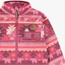Load image into Gallery viewer, Souris Mini Girls Patterned Fleece Jacket - Pink
