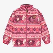 Load image into Gallery viewer, Souris Mini Girls Patterned Fleece Jacket - Pink
