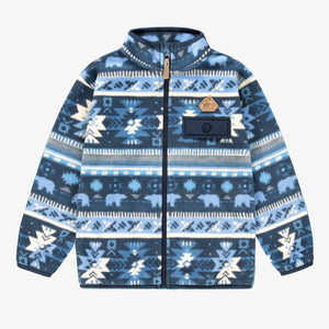 Souris Mini Boys Patterned Fleece Jacket - Blue
