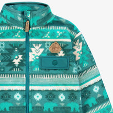 Load image into Gallery viewer, Souris Mini Patterned Fleece Jacket - Turquoise
