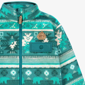 Souris Mini Patterned Fleece Jacket - Turquoise