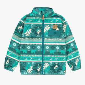 Souris Mini Patterned Fleece Jacket - Turquoise