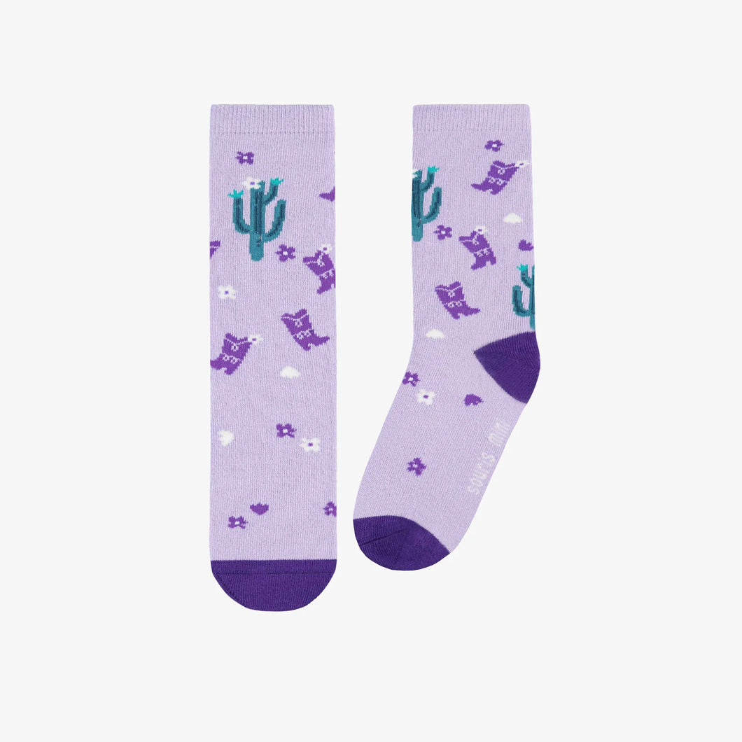 Souris Mini Girls Patterned Socks - Purple