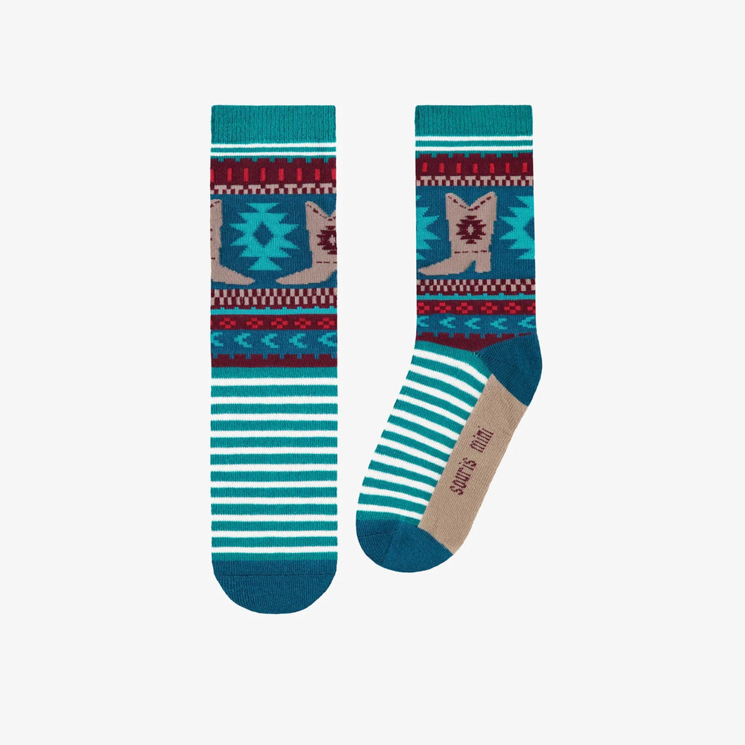 Souris Mini Boys Patterned Socks - Turquoise
