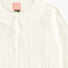 Load image into Gallery viewer, Souris Mini Girls Fluffy Cardigan - White
