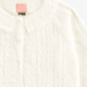 Souris Mini Girls Fluffy Cardigan - White
