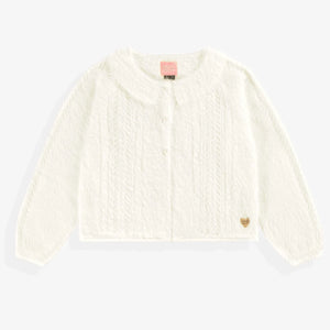 Souris Mini Girls Fluffy Cardigan - White