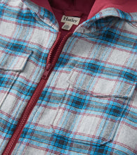 Load image into Gallery viewer, Hatley Boys Charcoal and Maroon Plaid Lined Hooded Jacket
