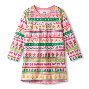 Hatley Girls Pink Fun Fair Isle Long Sleeve Nightdress