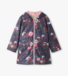 Hatley Girls Fall Floral Zip-Up Rain Jacket