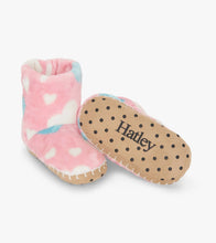 Load image into Gallery viewer, Hatley Girls Big Hearts Fuzzy Fleece Slippers
