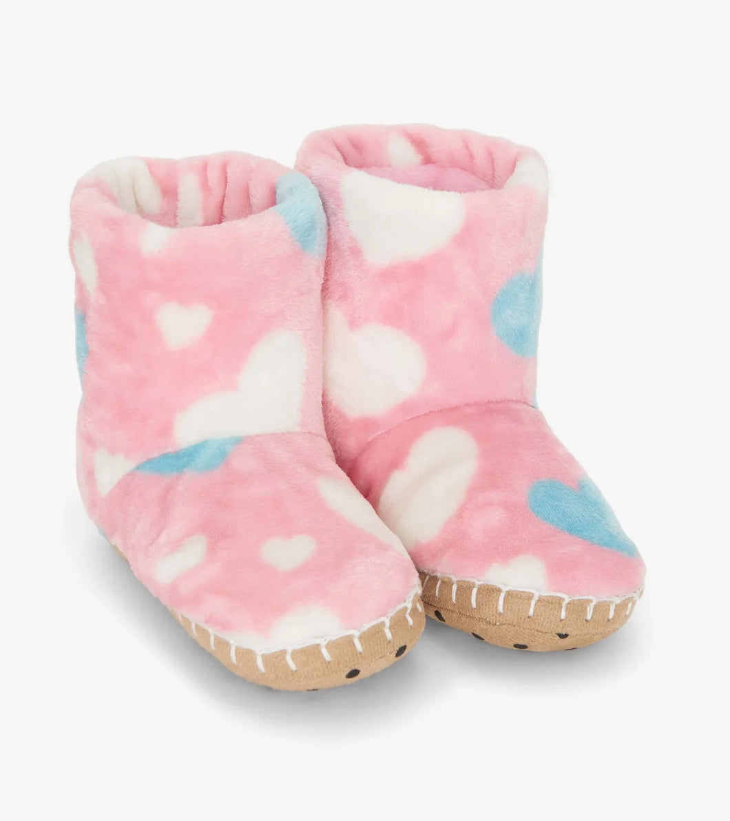 Hatley Girls Big Hearts Fuzzy Fleece Slippers