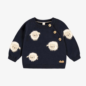 Souris Mini Baby Sheep Knit Sweater - Navy
