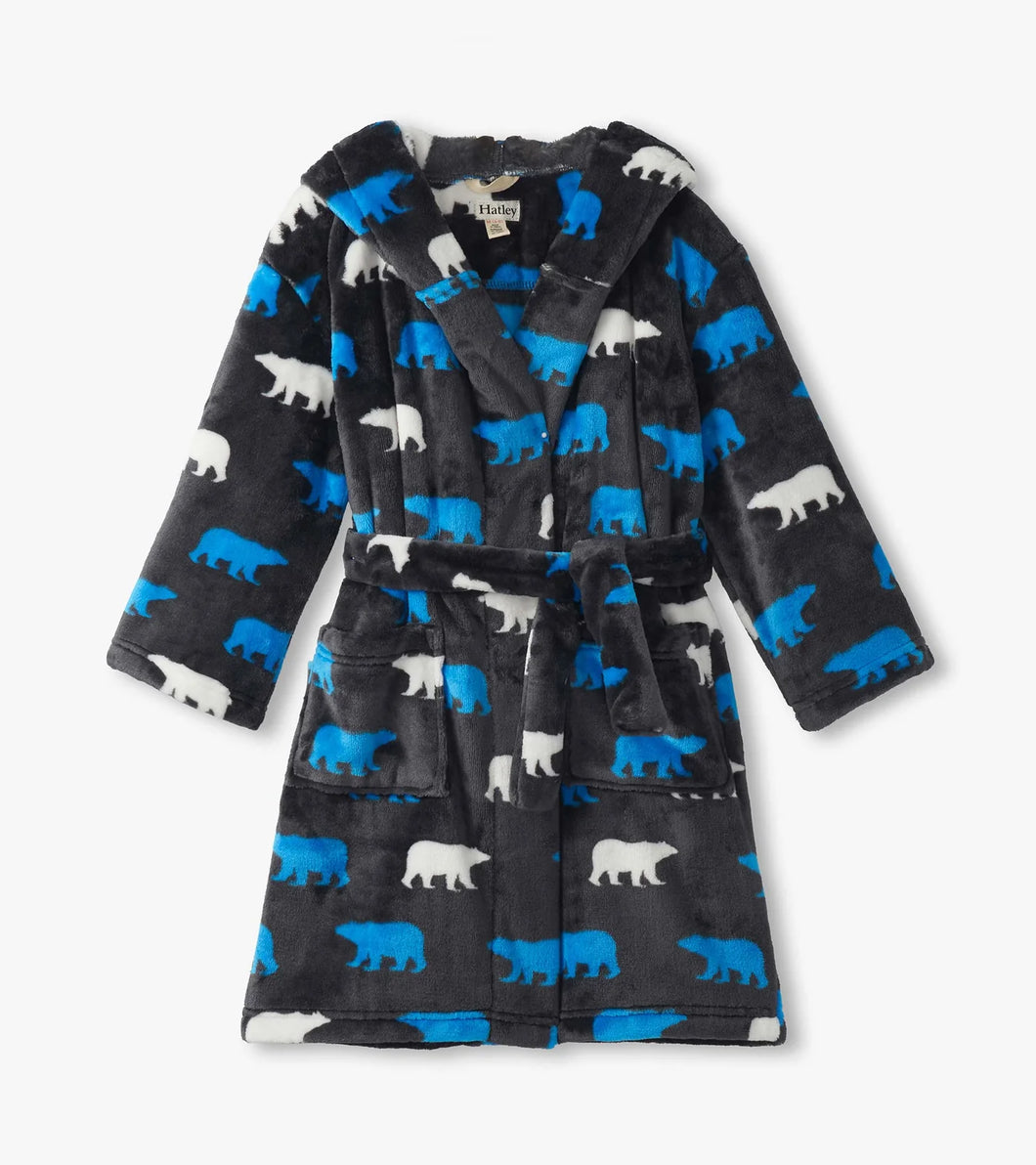 Hatley Boys Polar Bear Silhouette Fuzzy Fleece Robe