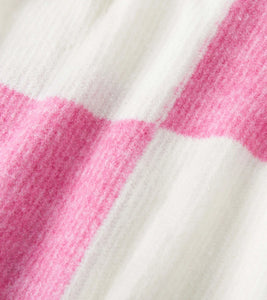 Hatley Girls Sea Pink Check Drop Shoulder Sweater