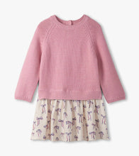 Load image into Gallery viewer, Hatley Girls Painted Bows Mixed Media Sweater Dress
