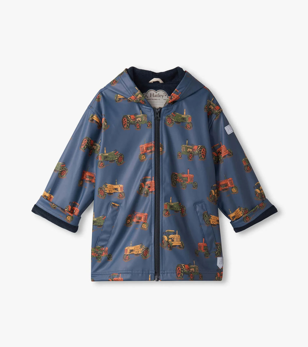 Hatley Boys Landscape Tractors Zip-UP Rain Jacket