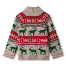 Load image into Gallery viewer, Hatley Baby Boys Winter Elk Collared Cardigan - Oatmeal
