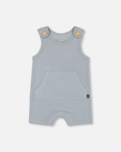 Load image into Gallery viewer, deux par deux Baby Boys Organic Cotton Onesie And Waffle Shortall Set - Blue Gray

