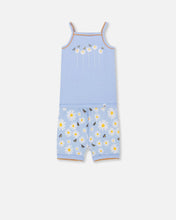 Load image into Gallery viewer, deux par deux Girls Organic Cotton Two Piece Pajama Set - Baby Blue Printed Daisies
