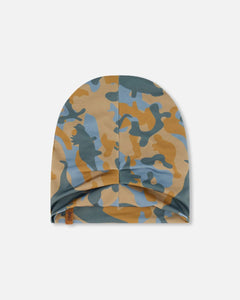 deux par deux Boys Outdoor Hat - Beige Printed Camo Dinos