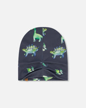 Load image into Gallery viewer, deux par deux Boys Outdoor Hat - Grey Printed Dinosaurs
