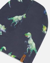 Load image into Gallery viewer, deux par deux Boys Outdoor Hat - Grey Printed Dinosaurs
