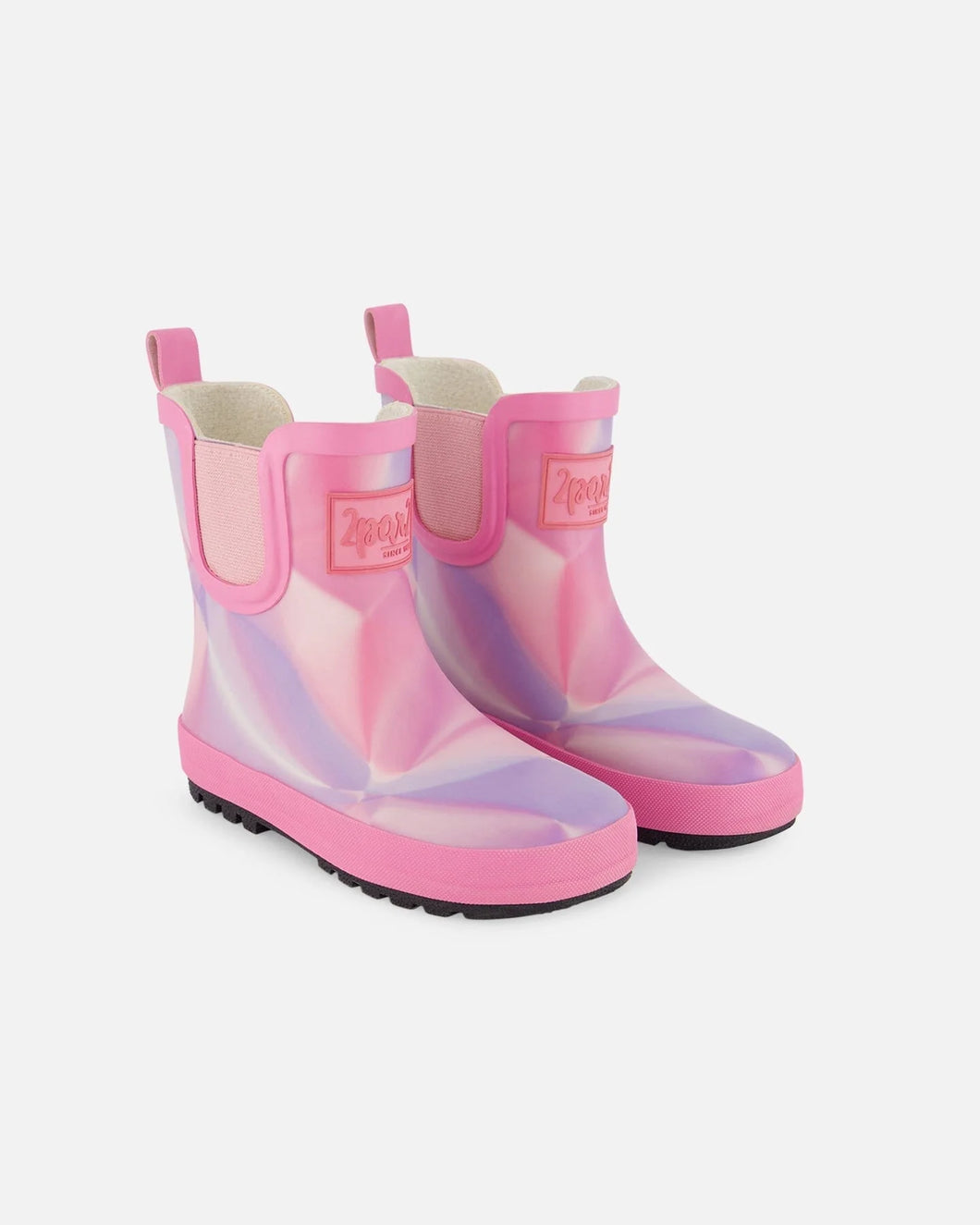 deux par deux Girls Short Rain Boots Printed Foil Pastel Chicken Little Shop