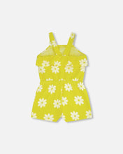 Load image into Gallery viewer, deux par deux Girls Terry Cloth Jumpsuit - Yellow Printed Daisies
