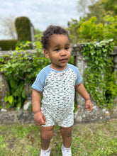 Load image into Gallery viewer, ettie + h Baby Boys Flinn Shorts Romper - White Whales
