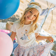 Load image into Gallery viewer, Souris Mini Girls Floral Pattern Skirt - White
