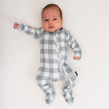 Load image into Gallery viewer, Belan.J Baby Footed Zipper Sleeper - Denim Plaid
