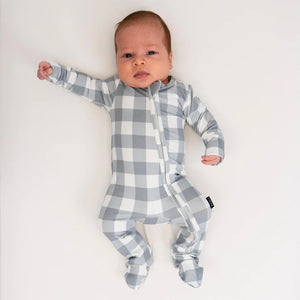 Belan.J Baby Footed Zipper Sleeper - Denim Plaid
