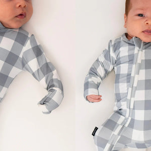 Belan.J Baby Footed Zipper Sleeper - Denim Plaid