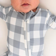 Load image into Gallery viewer, Belan.J Baby Footed Zipper Sleeper - Denim Plaid
