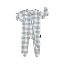Load image into Gallery viewer, Belan.J Baby Footed Zipper Sleeper - Denim Plaid
