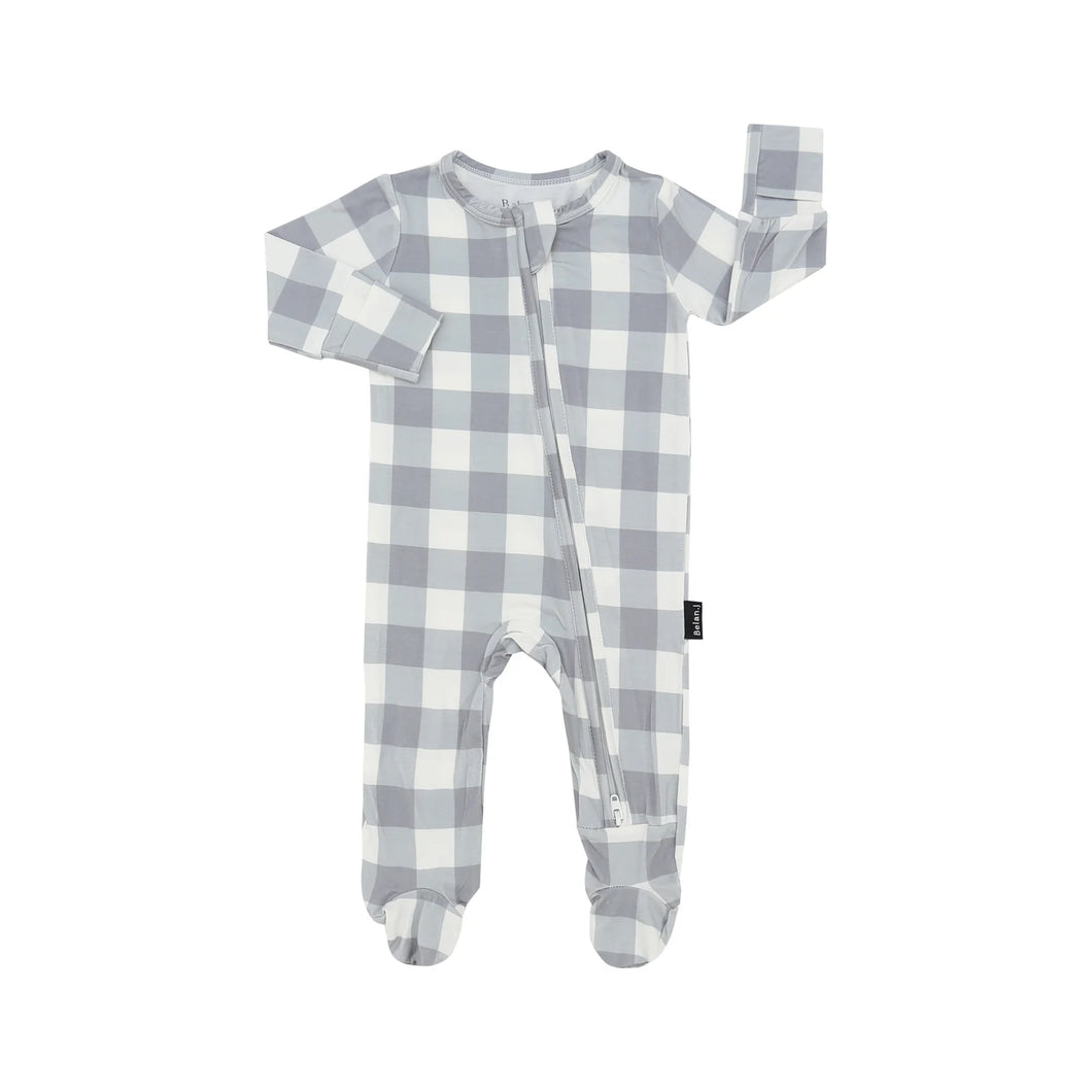 Belan.J Baby Footed Zipper Sleeper - Denim Plaid