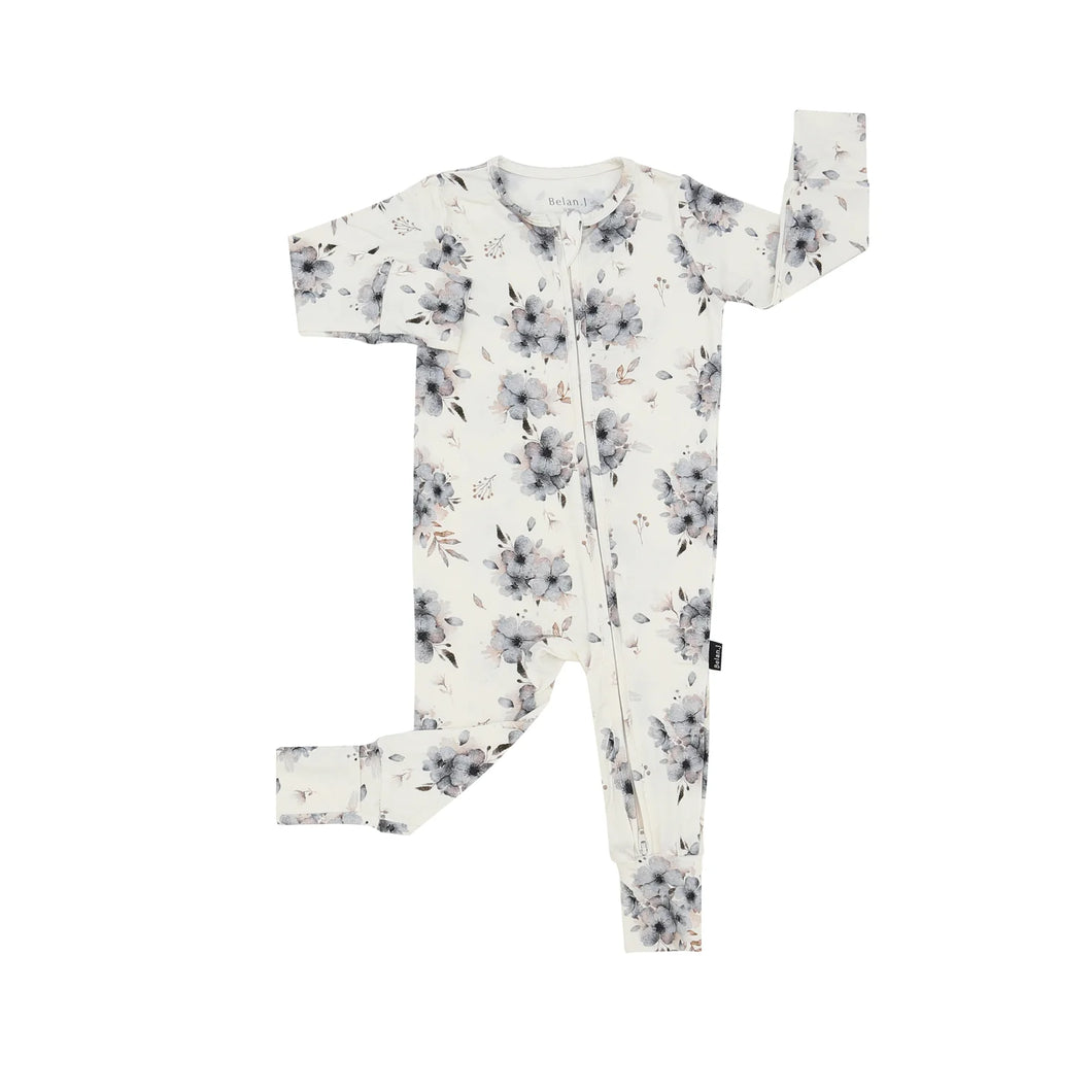 Belan.J Baby Girls Footless Zipper Sleeper - Frosty Floral