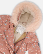 Load image into Gallery viewer, deux par deux Baby Girls One Piece Baby Hooded Snowsuit - Printed Vintage Flowers Designed For Car Seat
