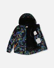Load image into Gallery viewer, deux par deux Boys Two Piece Snowsuit - Royal Blue Printed Dinos
