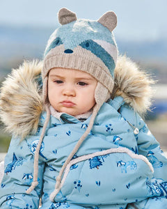 deux par deux Knit Hat With Ears Racoon Face