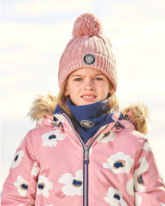 deux par deux Girls Knit Pom Pom Hat - Light Pink