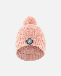 deux par deux Girls Knit Pom Pom Hat - Light Pink