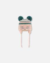 Load image into Gallery viewer, deux par deux Girls Knit Hat w/Ears - Light Pink Cat Face

