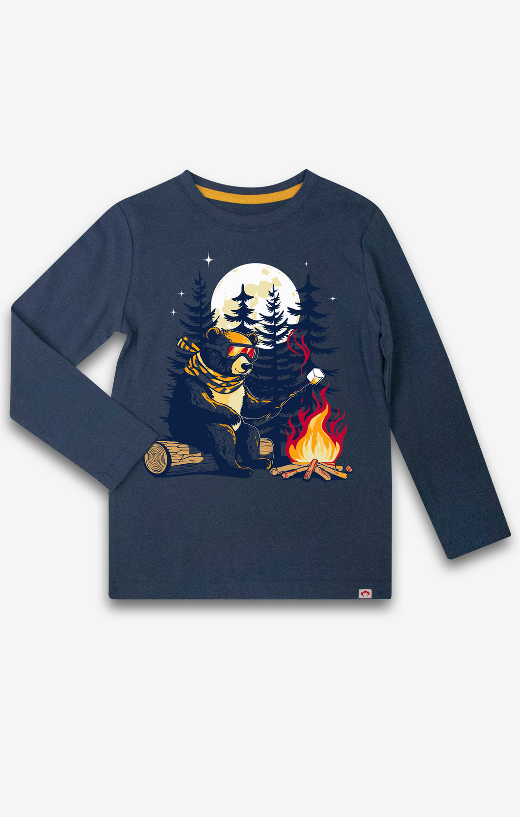 Appaman Boys Bear Roasting Marshmallow T-Shirt - Denim Blue
