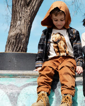 Load image into Gallery viewer, deux par deux Boys Raglan T-Shirt  w/Bear Print - Brown And Beige Mix
