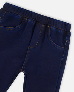 deux par deux Girls Plush Lined Denim Jeggings - Dark Blue